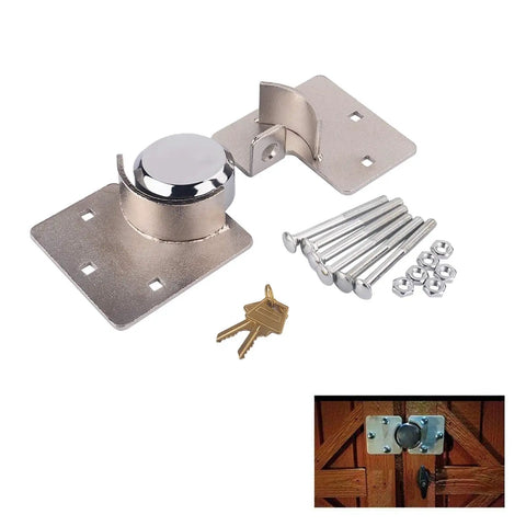Hidden Shackle Van Door Lock System With Built Tough Heavy Duty Steel Padlock And Hasp Set for cargo vans, bolts, and keys shown