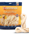 CareChewz Collagen Twist Keys Dog Chew Treats 6 To 7 Inch Natural Flavor Beef Hide Dental Style Snack Bag and Twists