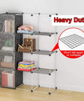Portable Cube Storage Organizer With 12 14x14 Inch Wire Cubes, 44x14x58 Inches, Black Awesome For Clothes And Toys, Easy Assembly