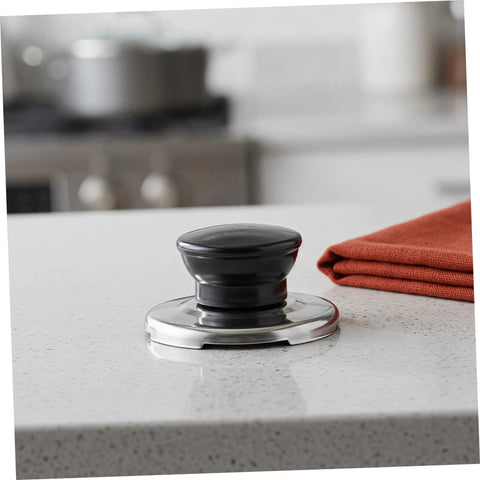 Upgrade Your Whistling Kettle With This Stainless Steel Knob Replacement Kit That Offers An Easy Install, Comfortable Grip, And Durable Build To Protect Your Lid Handle While Keeping Kitchen Swag Super Fresh. black stainless steel kettle lid knob replacement kit on countertop