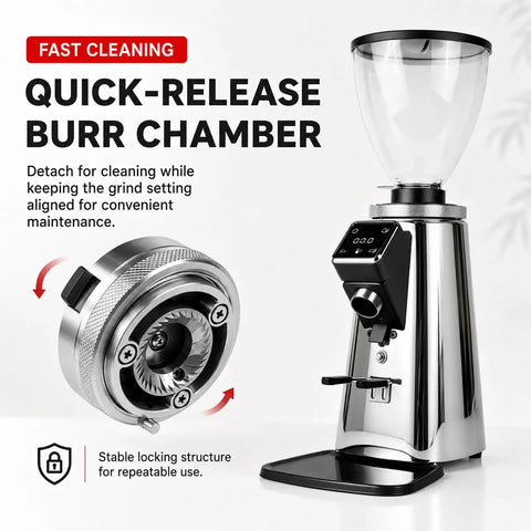 Upgrade Your Daily Brew Game With This Heavy Duty Coffee Grinder Featuring A Capacious 750G Bean Hopper And 64Mm Flat Burrs Delivering Hella Consistent Single Or Double Espresso Doses Plus Simple Adjustments In Sleek Silver Finish.