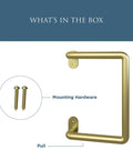 Troy Pull Handle N700-105 For Interior Sliding Barn Doors 8 Inch Brushed Gold Finish with mounting hardware shown