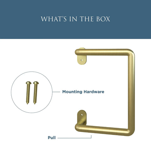 National Hardware N700-105 Interior Sliding Barn Door Troy Pull 8 Inch Brushed Gold Finish Pack Of 2 for wood doors, shown with mounting hardware