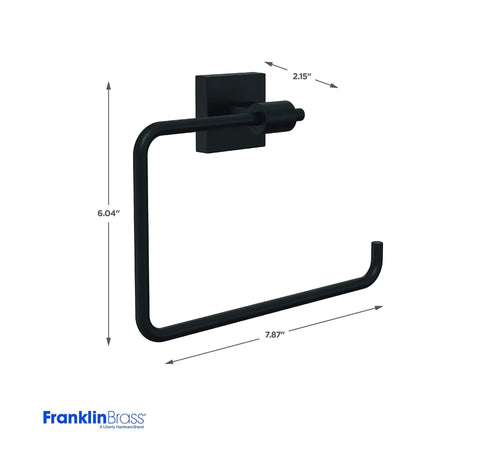 Matte Black Hand Towel Holder Ring for Kitchen or Bath, No Fuss Mount, Corrosion Resistant Finish, Wall or Sink Mount - side view