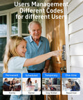 Child uses Fingerprint Door Lock Keyless Entry Smart Lock Deadbolt With Electronic Keypad App Control Auto Lock No Drilling Required Easy DIY Friendly Install For Front Door Satin Nickel