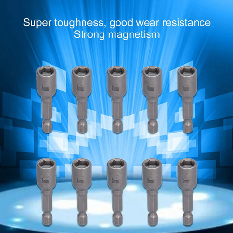 Huge 10pc Magnetic Socket Nut Driver Drill Adapter Set with Powerful Magnets and Alloy Hex Shank For All Your Heavy Duty Screwdriver Bit Kit Needs and Tough Electric Projects Today, 8mm