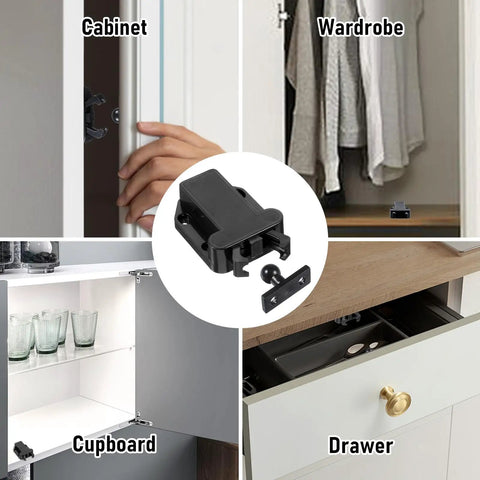 Four Pack Slick Push To Open Cabinet Latches Smooth Tap No Fuss Touch Catch Lock Self Securing Heavy Duty Drawer Hardware For Kitchen Cupboards And Wardrobes