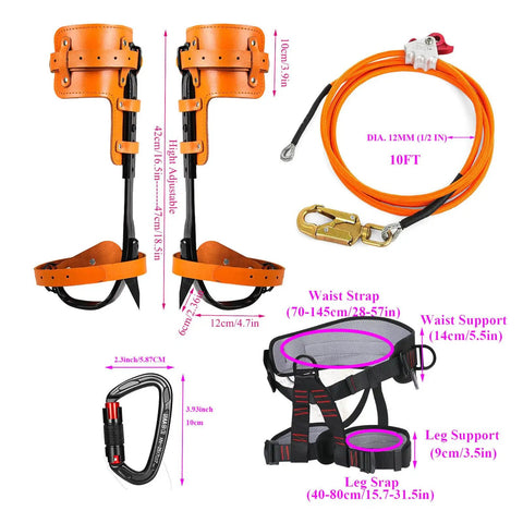 Tree Climbing Spikes With Non Slip Pedals Pro Grade Adjustable Arborist Gear For Tree Work Trimming And Hunting Forged 45 Carbon Steel