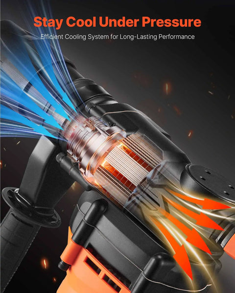 Cooling system of Beefy SDS-Max Rotary Hammer Drill With 1-9/16 Inch Capacity, 13 Amp Corded Demolition Power