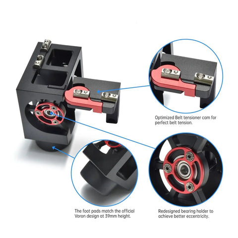 Heavy Duty Cnc Parts Kit With Hella Durable Aluminum Alloy Frame For 3D Printers showing optimized belt tensioner and red components.