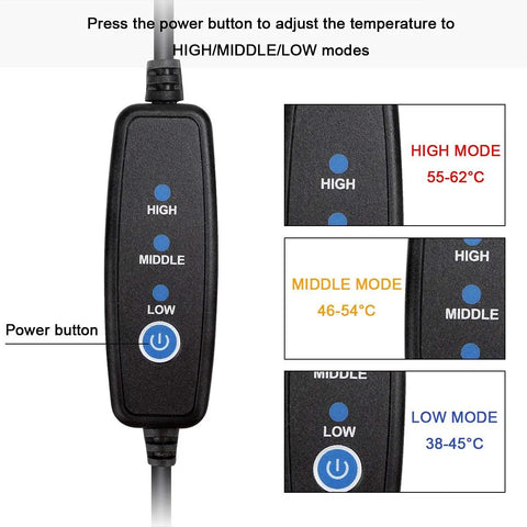 Control panel of SV165 Mini Guide Scope 30mm F4 Finder Bundle With SV172 Dew Heater showing temperature modes High, Middle, Low