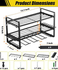 Heavy Duty 3 Tier Tool Organizer Wall Mount Set For Garage 2 Pack Cordless Drill Holder with dimensions shown