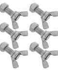 Butterfly Wing Screws Set M8x20mm Stainless Steel Hand Tighten Wing Bolts for DIY Projects Removable Structures and Machine Panels 6 Pack With Hex Nuts, six screws