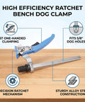 5/8 Inch Bench Dog Clamp 2 Pack Quick Ratchet Workbench Clamps With Non Slip Pad For Woodworking Routing Carving And Polishing