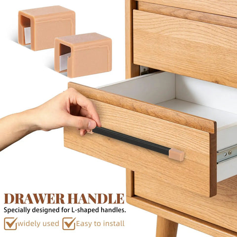 Six Piece Silicone L Shaped Corner Protectors For Cabinet And Wardrobe Handles With Strong Adhesive And Bumper Protection In Coffee Color