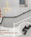 Heavy Hitter Black Wrought Iron Wall Mount Railing Bracket Kit Adjustable Support Post for stair railing, aluminum alloy.