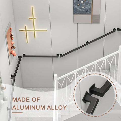 Heavy Hitter Black Wrought Iron Wall Mount Railing Bracket Kit Adjustable Support Post for stair railing, aluminum alloy.