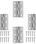 Stainless Steel 3 Inch Folding Hinges Set For Furniture Doors Windows Lids And Wooden Boxes Chest Pack Of 4 with screws