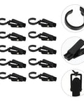 Rotatable Plastic Curtain Clips With Swivel Hooks, 10 Pack for Drapery, Shower Curtains and Track Rings in black plastic