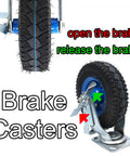 Heavy Duty Rubber Swivel Caster Wheels 8 Inch And 10 Inch Pack showcasing brake mechanism on industrial caster wheels.