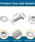 Eight Sets Of 5 16 18 T Bolts Nuts And Washers For Boat Rails With Anti Rust Coating, showing size details and smooth surface.