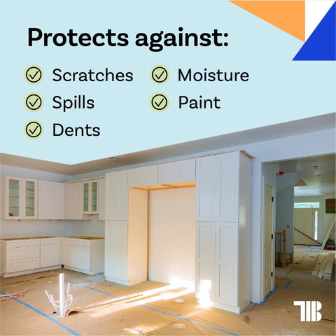 Brown Rosin Masking Paper Roll 36 Inch By 166 Feet 69 Pound Heavy Duty Floor Protection during kitchen renovation.
