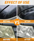 Before and after using 174 Piece 3 Inch Wet And Dry Sanding Disc Set With Grit 60 To 10000 on car headlights.