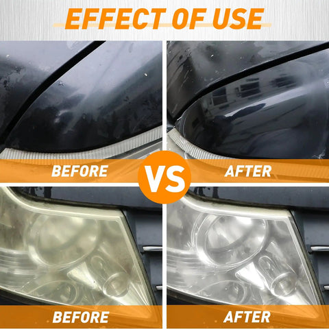 Before and after using 174 Piece 3 Inch Wet And Dry Sanding Disc Set With Grit 60 To 10000 on car headlights.
