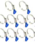 Stainless Steel Hose Clamps Set For Auto And Plumbing, Thumb Screw Key Type Adjustable Clamp, 9 mm Band Width, 10 Pack