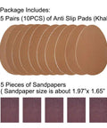 Image showing 5 pairs self adhesive shoe sole anti slip grips rubber pads for boots and sneakers no slip bottom and heel protectors in khaki color.