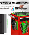10-Piece Magnetic Socket And Wrench Organizer Set For 1/4, 3/8, 1/2 Inch Drives, Metric And SAE Sockets, attached to red tool chest