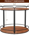 12.4 Inch Two Tier Lazy Susan Organizer Rotating Wooden Spice Rack dimensions and metal frame