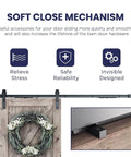 Soft close mechanism for 6.6 FT Sliding Barn Door Soft Close Hardware Kit - 5 ft-10 ft, shows stress relief and reliability features
