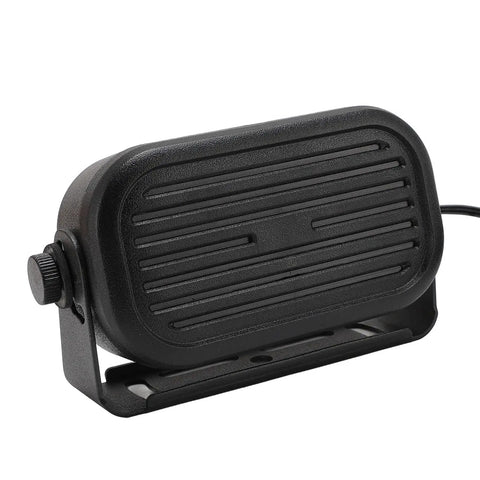 3.5mm Car External Speaker For CB And Ham Radio, Mini External Speaker With 14.76ft Cable, side view on metal stand