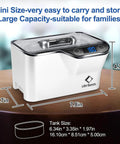 Life Basis ultrasonic jewelry cleaner, white, 20 oz (600 ml) with digital timer and clear lid
