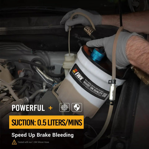 Manual use of Pneumatic Brake Bleeder Kit With 2L Vacuum Pump And 1L Refilling Bottle One Person Brake Fluid Flush System shown