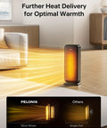 1500W Portable Ceramic Space Heater With Thermostat Oscillation And Remote For Bedroom Living Room Home Office Under Desk Use Crank Up The Heat Fast Heating Quiet Operation Energy Efficient Safe Overheat Protection in living room setting.