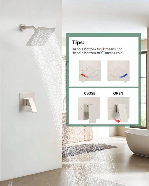 Metal Fixed Showerhead Set With Wall Mounted Rainfall Shower Head And Handheld Sprayer In Brushed Nickel Finish For A Boss Level Bath Upgrade