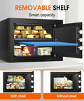 1.3 Cu Ft Small Fire Safe Box For Home With Electronic Keypad And Spare Keys Water And Fireproof Safe With 3 Removable Shelves