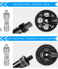 Detail of 3 Piece Bicycle Removal Tools Set For Freewheel And Cassette Removal, Crank Puller, Bottom Bracket Tool with spline and square crank options.