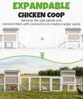 Expandable 78 Inch Mobile Chicken Coop With Wheels For Easy Backyard Flock, Large Outdoor Hen House With Nesting Box, Grey White