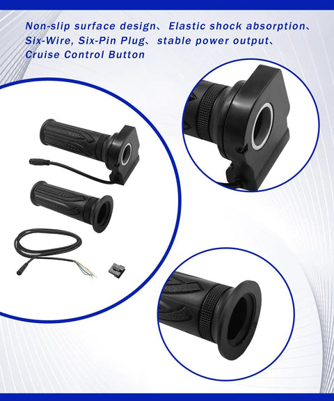 48V Throttle Grip Kit With Cruise Control Button And LCD Voltage Display For Folding Electric Bikes Easy Install Anti Slip Handle Grips Plug And Play Compatible With Jetson Haze And DYU Y16 6 Pin Plug