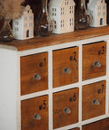 50 Piece Vintage Zinc Alloy Drawer Knobs Straight Up Durable Mini Cabinet Hardware Pulls For Boxes And Dressers Smooth Antique Bronze Finish on wooden dresser.
