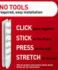 Damage Free Picture Hanging Strips For Walls, 4 Pairs That Hold Up To 4 Pounds Total, installation instructions with no tools