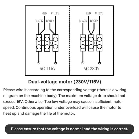 Wiring diagram for Beefy 1.5 HP Pool Pump Motor Single Speed Square Flange showing AC 115V and AC 230V connections.