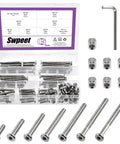 No Fuss Premium Heavy Duty M6 Screws Kit Featuring Barrel Nuts Allen Wrench Hex Socket Head Caps, 85 piece assortment.