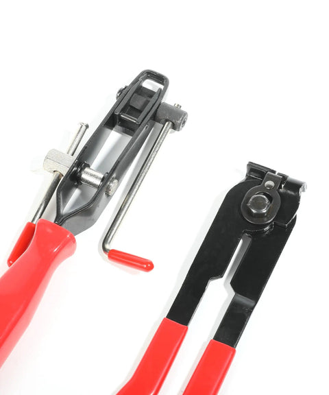 CV Boot Clamp Tool Kit For Cars And Auto Repair Pliers Set with red handles and metal parts, ideal for secure hose installation.
