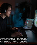 Gamer uses SN7100 1TB NVMe SSD Gen4 PCIe M2 2280 Up To 7250 MBps Read Speed And 6900 MBps Write Speed For Laptops And Handheld Gaming Devices High Octane On The Go Storage with SanDisk dashboard.