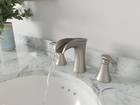 Jaida 8 Inch Widespread Bathroom Sink Faucet With Two Handles For 3 Hole Vanity Spot Defense Brushed Nickel Finish Easy Clean Includes Valve And Cartridge