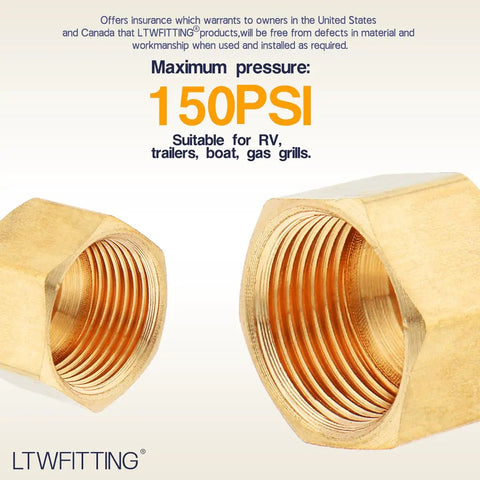 Three Eighths Inch Brass Compression Cap For Tubing Pack Of 10 Durable Brass End Caps Showing Internal Thread